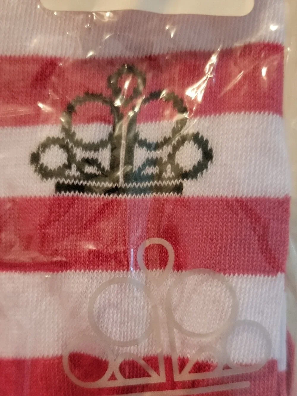 Paparazzi Striped Pink and White Knee Socks with Crown Logo Brand New In Package